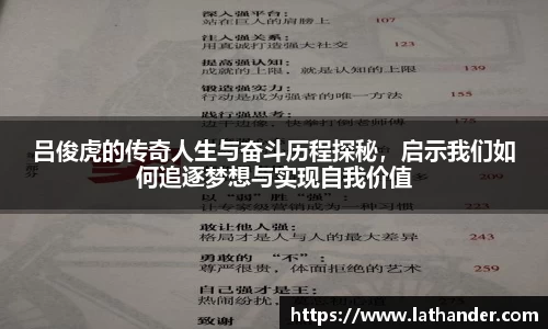 吕俊虎的传奇人生与奋斗历程探秘，启示我们如何追逐梦想与实现自我价值